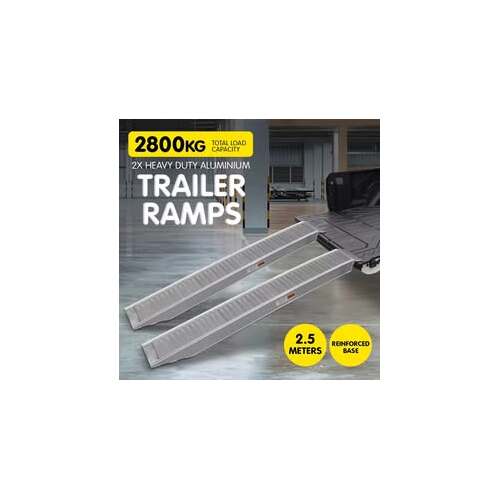 D2U 2x Heavy Duty Aluminum  Trailer Loading Ramps - 2.5m 2800KG Per Pair