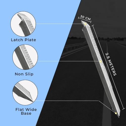 D2U 2x Heavy Duty Aluminum  Trailer Loading Ramps - 2.5m 2800KG Per Pair