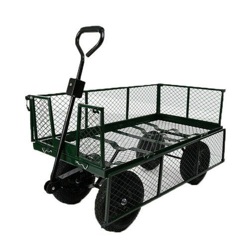 Directly2U Metal Mesh  Cart rated to 600kg with Heavy Duty Metal Frame,13 Inch Pneumatic Tires Maximum Load Capacity of 500kg, Garden Trolley Cart