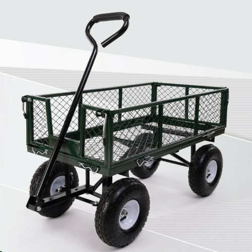 Garden Dump Cart with Heavy Duty Metal Frame,10 Inch Pneumatic Tires Maximum Load Capacity of 250 kg (Blue), Garden Trolley Cart, Camping Cart